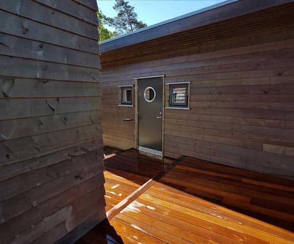 A new timber cabin with a hardwood deck